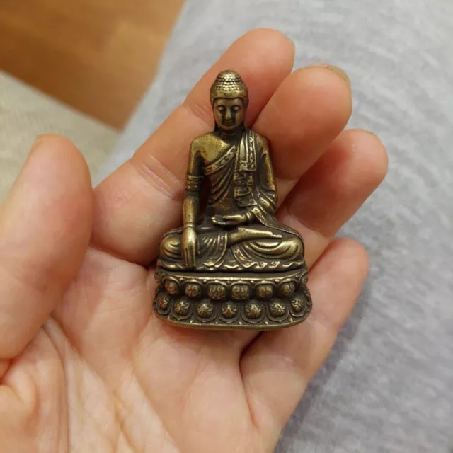 Vintage Brass Sitting Buddha Figurine Small Sakyamuni Statue for Collection  HOT