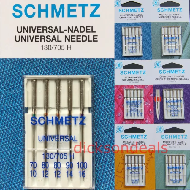 Schmetz Sewing Machine Needles Expanded Range Universal Jeans Leather Jersey etc