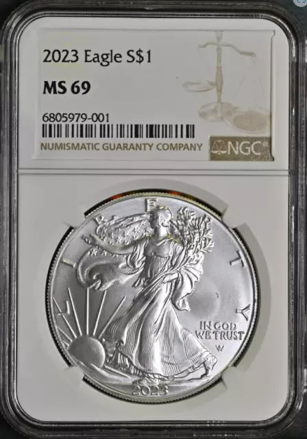 2023 $1 American Silver Eagle NGC MS69 Brown Label