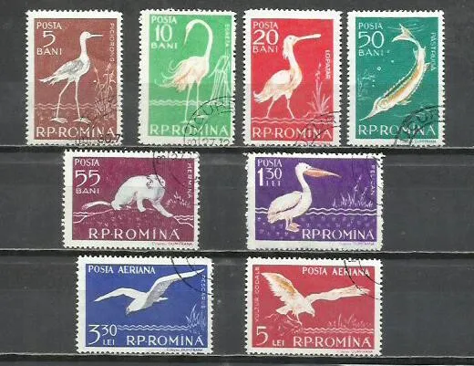 9135-Serie Completa Rumanía 1957 Fauna Danubío Aves