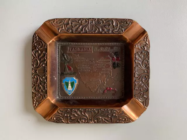 Small Tasmania Burnie Pressed Metal Vintage Ashtray