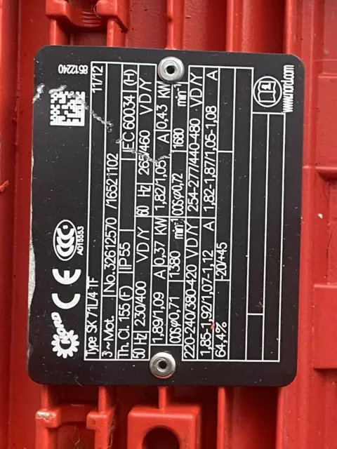 Getriebebau Nord Motor Mit Frequenzumrichter  SK71L/4 TF.   SK 205E-750-230-A 3