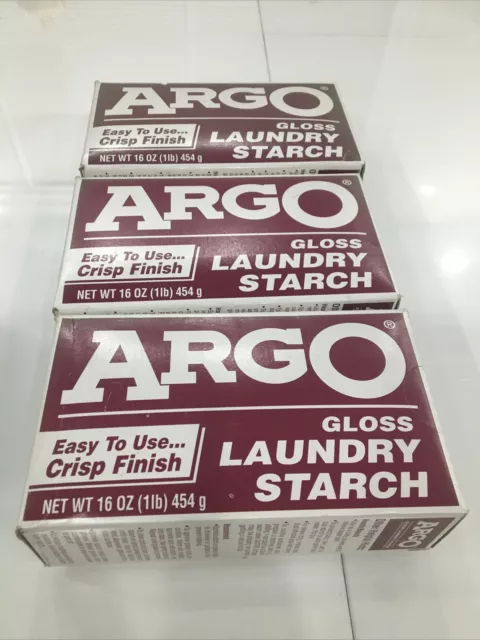 ARGO Gloss Laundry Starch 16 oz Crisp Finish Lot of 3 EXPIRED