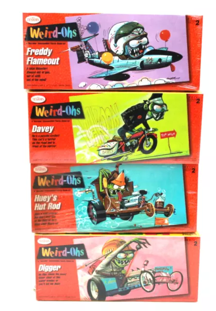 4pc Lot 1993 TESTORS 8" Plastic Models Weird-Ohs Freddy Davey Digger Huey Sealed