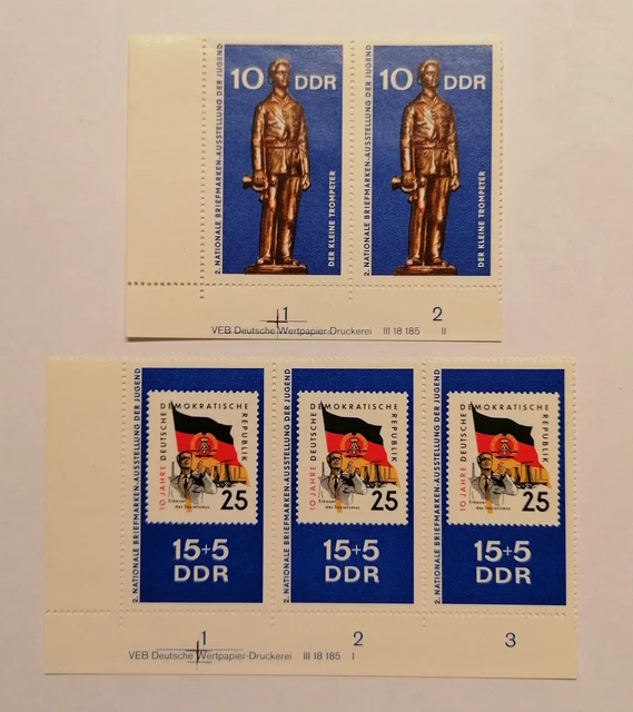 📯 DDR MiNr. 1613-1614 DV - Satz Randstücke mit Druckvermerk - postfrisch 📯