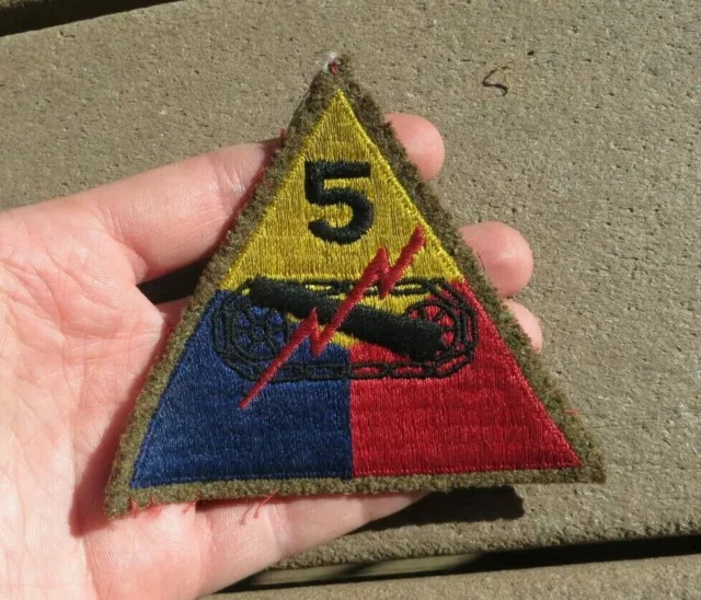 Early WW2 US ARMY MILITARY 5th Armored Division Tank Woolie Patch