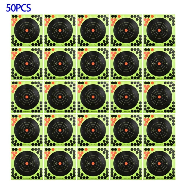 Lot De 50 Cibles De Tir Autocollantes - Papier - 20,3 X 20,3 Cm - Exercice Pistolet/fusil