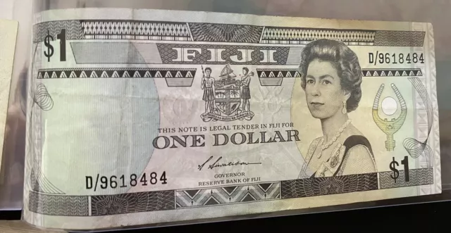 Fiji One $1 Dollar Banknote - 1987 Elizabeth II - Circulated