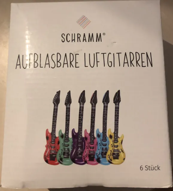 Schramm® 6er Pack Luftgitarren Bunt 100cm in 6 Farben Luft Guitar aufblasbar Neu