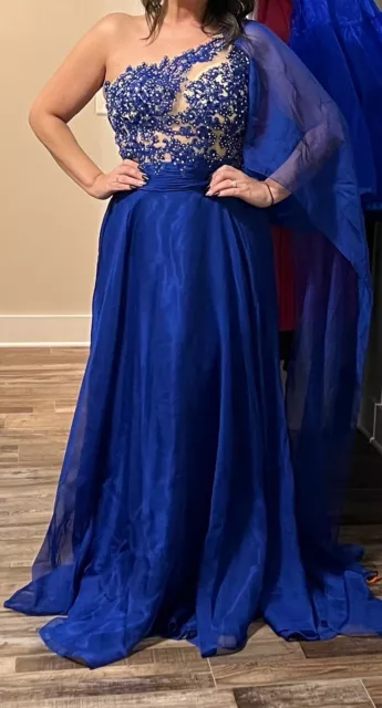 Meier Collection Formal Blue Embroidery beaded Long Evening Gown prom dress