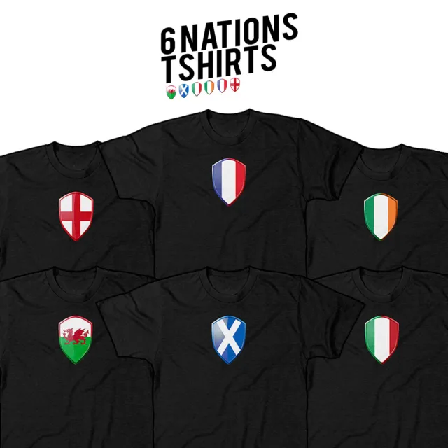 Rugby Nations T Shirts England Scotland Wales Ireland France Italy Six Man JA117