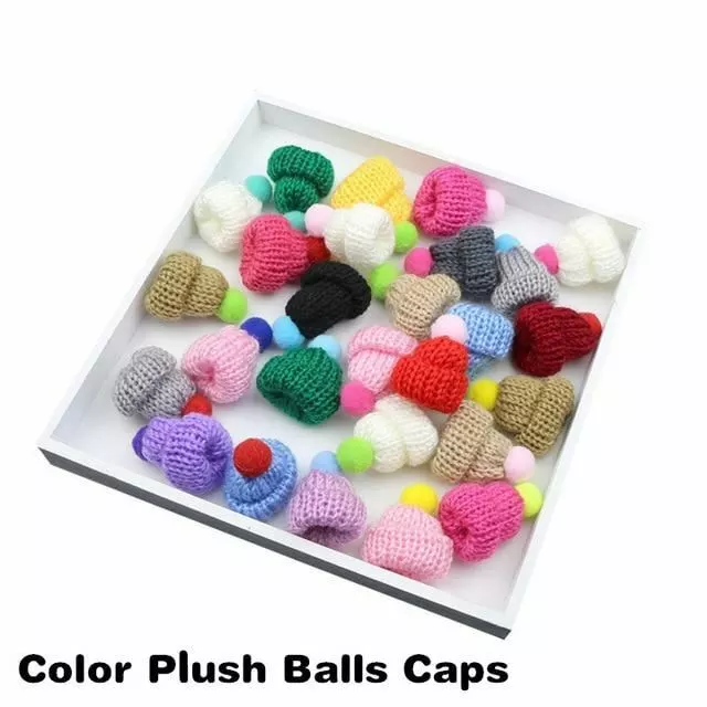 10Pcs Mignon Tricot Mini Chapeaux Artisanat Tête Vêtement Poupée Jouets Déco 2