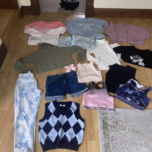 girls clothes bundle 10- 11-12 years. PJs, Tops, Shorts, Crop Toos, Joggers,