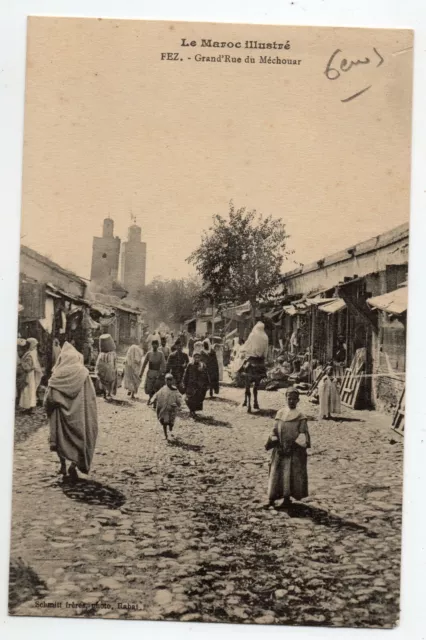 Maroc @ Carte Postale Ancienne De Fez - Grand'rue Du Mechouar @ Cpa Animee Top