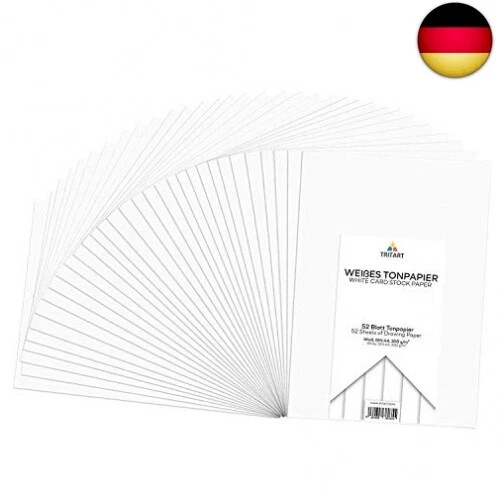 Tonpapier Weiß A4 300g I 52 Blatt Bastelpapier I Kreativ Zeichenpapier zum