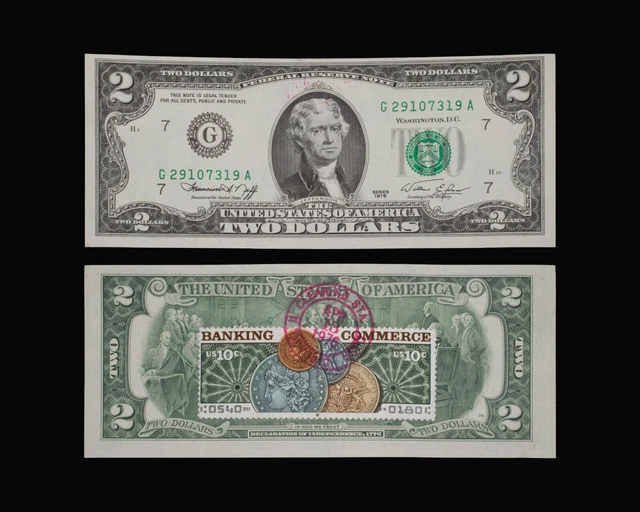 1976 $2 Crisp Note 1st Day of Issue Stamped Two Dollar Note