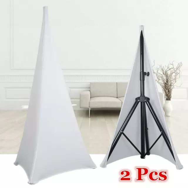 2 Stativsegel DJ Segel Stativ Husse Tripod Stretch Cover 120-180cm 2-Seitig Weiß 2