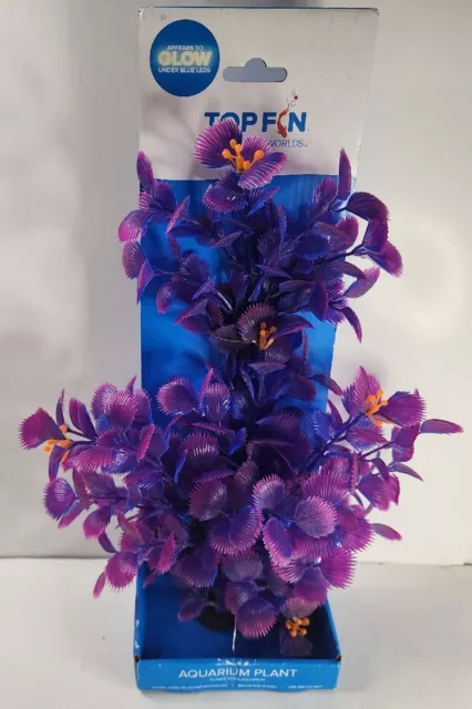 Top Fin Aquarium Purple/Blue Plant Decoration -Glows under LED lights NEW!!-12"