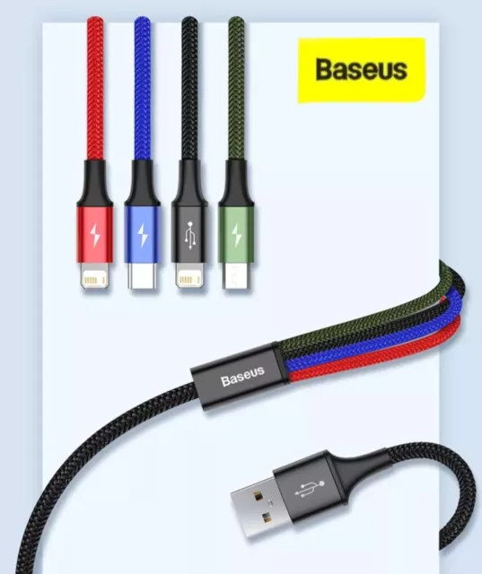 Baseus 4in1 Schnell Ladekabel Multi Micro USB Typ C Handy für Apple Samsung iP