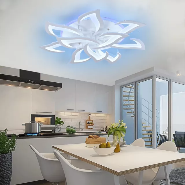 Plafoniera Led soffitto stile Moderno Fiore Lampadario 100W con Telecomando