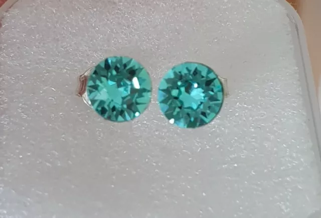 925 Sterling Silver Stud Earrings turquoise  Xirius Crystals from Swarovski® 6mm