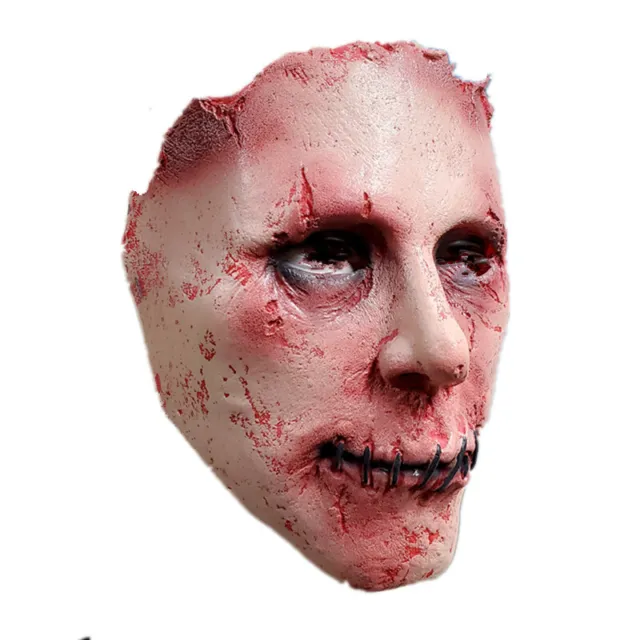 Zombie Mask Cosplay Halloween Masquerade Latex Mask Suture Mouth Blood Face Mask