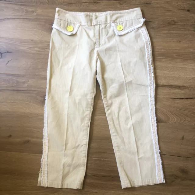 Marc Jacobs Womens Size 6 Yellow Beige Striped Cropped Pants Cotton