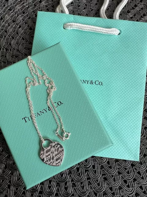 Tiffany&Co Return To Tiffany Heart Tag Pendant/Necklace 18” Chain Notes Fifth