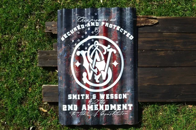 Smith & Wesson Corrugated Aluminum Metal Sign - Since 1852 - 2nd Amendment