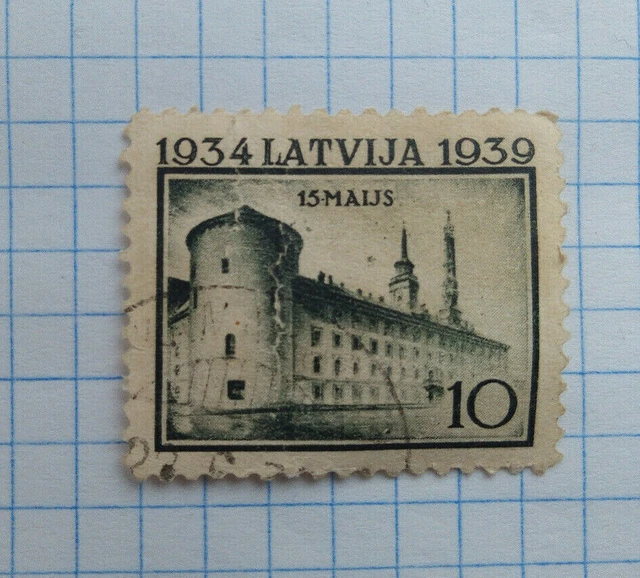 Stempel Lettland 1939 Rigaer Schloss 5. Jahrestag der Verfassung