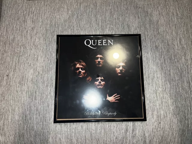 QUEEN Bohemian Rhapsody Rock METAL PLEXI FRAMED 12” Album Flat POSTER *No LP* 2