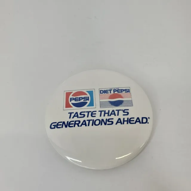 Vintage 3" Pepsi Diet Cola Pin Button Pinback Taste that's Generations Ahead