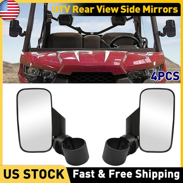 4x UTV Rear View Side Mirror 1.75"-2" Clamp For Polaris Ranger Am Maverick Trail