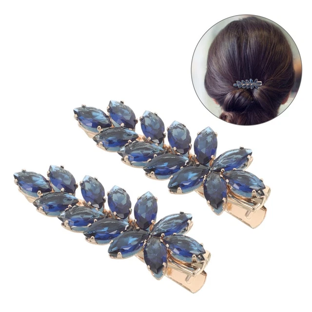 Lot De 2 épingles à Cheveux Strass Bleu Pour Chignon, Mariage, Coiffure - Neuf Avec étiquettes