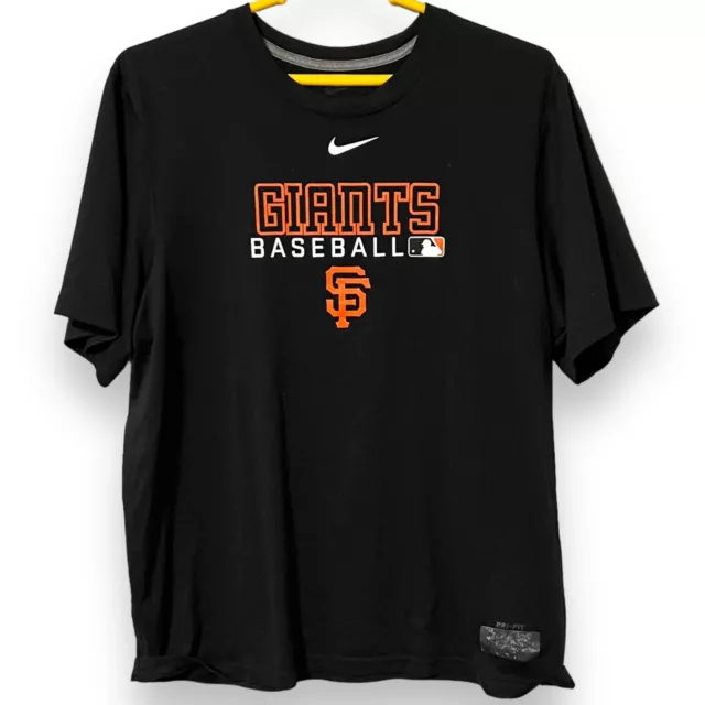 Camiseta de béisbol Nike Dryfit San Francisco Giants para hombre grande negra cuello redondo