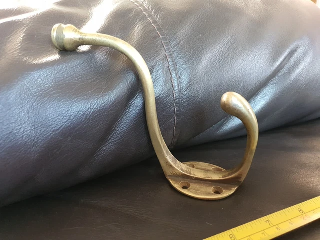 Vintage/Antique Solid Brass Double Coat Hooks Ornate Reclaimed