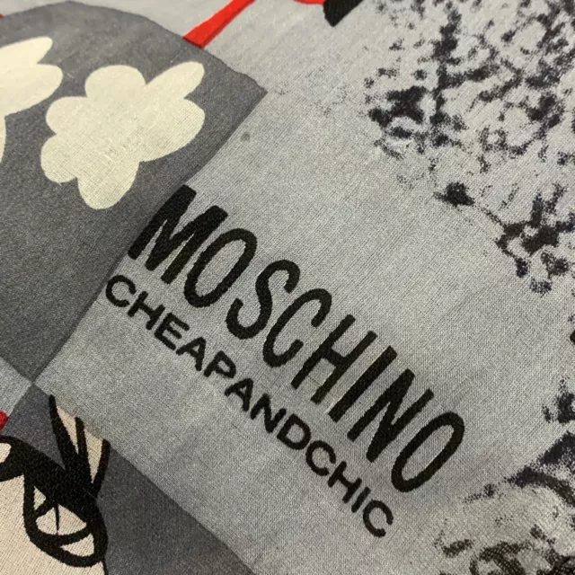 MOSCHINO CHEAP AND CHIC CHECK GRAY LONG silk scarf 70/26 In MADE IN ITALY#A168