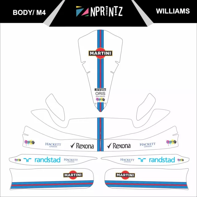 M4 Williams  Full Kart Sticker Kit - Karting - Otk - Evk M4