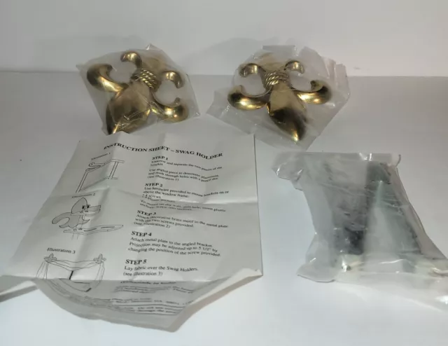 Vintage Brass Swag Curtain Holders Made In India