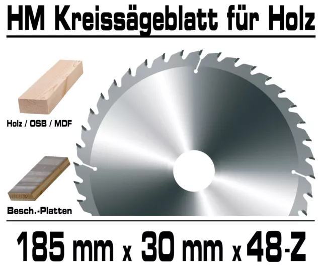 Holz HM Kreis Sägeblatt Für Hand Kreissäge Kappsäge Ø 185mm x 30mm x 48-Z VERTO