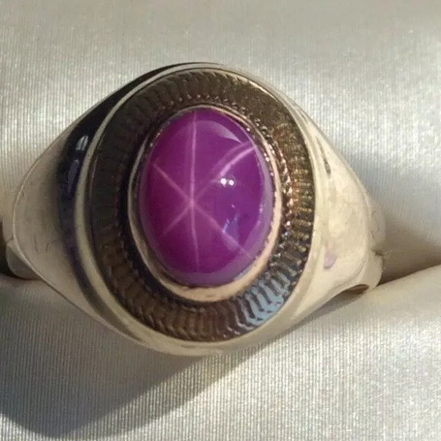 VINTAGE 18k YELLOW GOLD Linde PINK STAR SAPPHIRE RING SZ 7 WEIGHS 7.5 GRAMS
