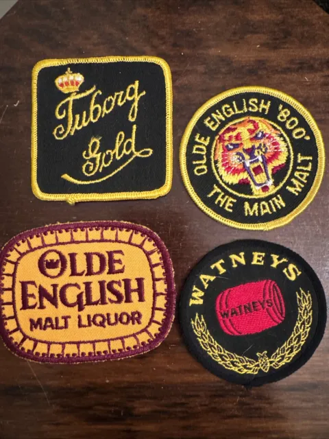 Lot Of 4 Vintage Beer Patches Watneys Olde English 800 Tuborg Gold
