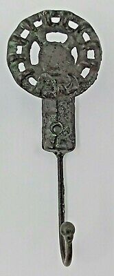 Farmhouse Rustic Wrought Iron Faucet Wall Hook 5.5x2" Gray/Green Chain Look