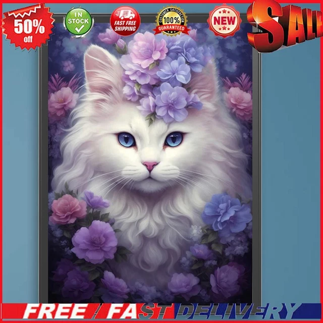 Paint By Numbers Kit DIY Oil Art White Cat Picture Home Wall Decoration 30x40cm
