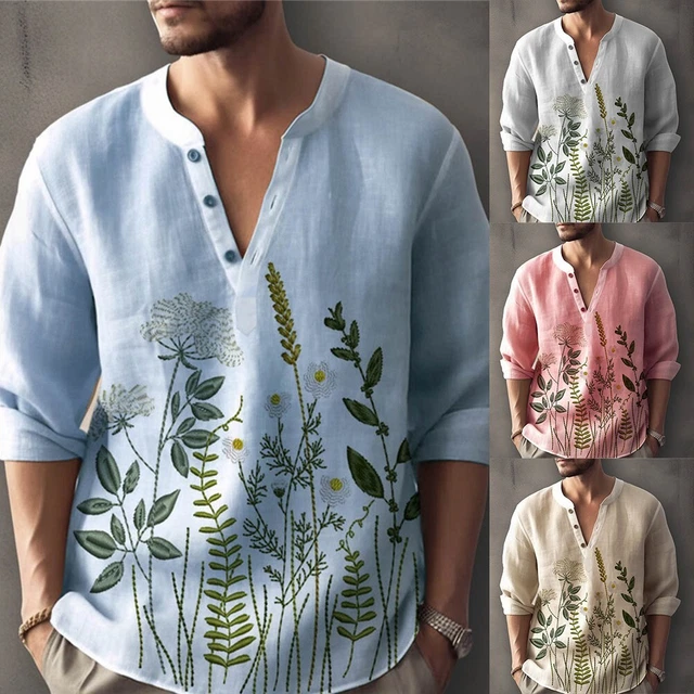 COMFY FASHION MEN Shirt Blouse Solid Summer Tops Beach Button Down