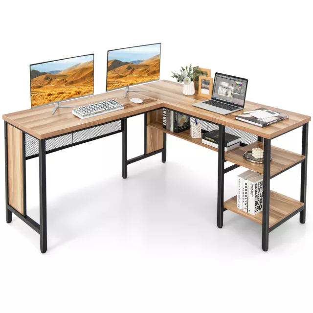 L-shaped Computer Desk Industrial Corner Table Workstation Study Writing Ofiice