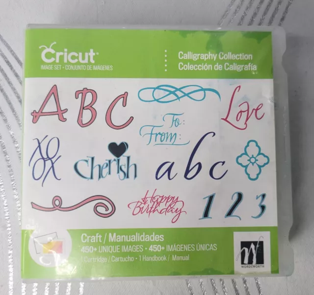 Colección de caligrafía de cartucho de arte Cricut 450 imágenes con folleto