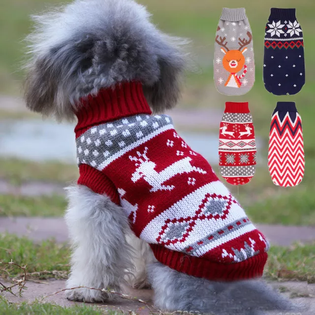 Dog Sweater Puppy Christmas Snowflake Reindeer Pet Cat Clothes Jumper Apparel ∆