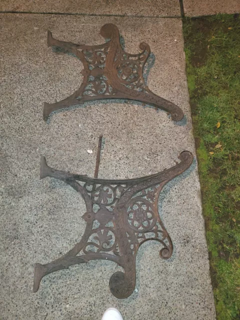 Cast iron garden chair bench seat Ends antique vintage wrought 3