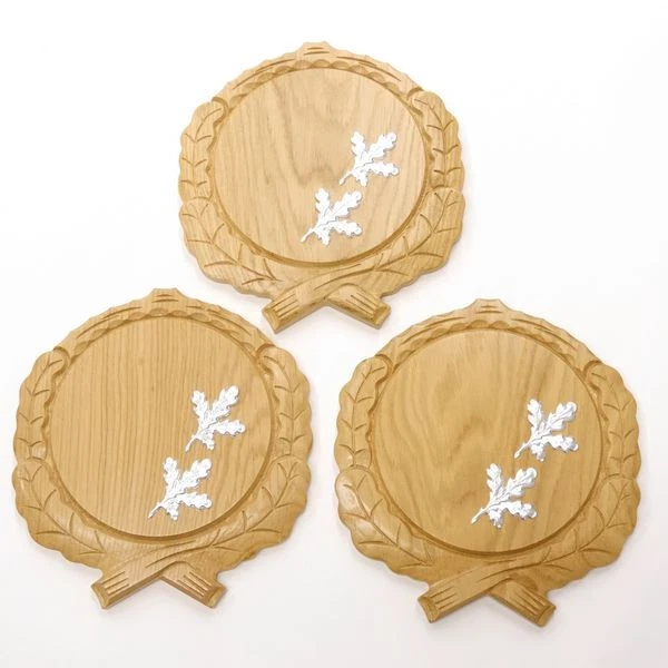 3 Pieza Keilerschilder Tallado Roble Claro AF17, 5cm + 6X Aluminio Hoja de Roble